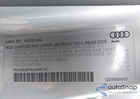 2020 Audi A3 Premium 45 Tfsi S Line Quattro S Tronic from USA, damaged, VIN WAUBEGFF4LA096161
